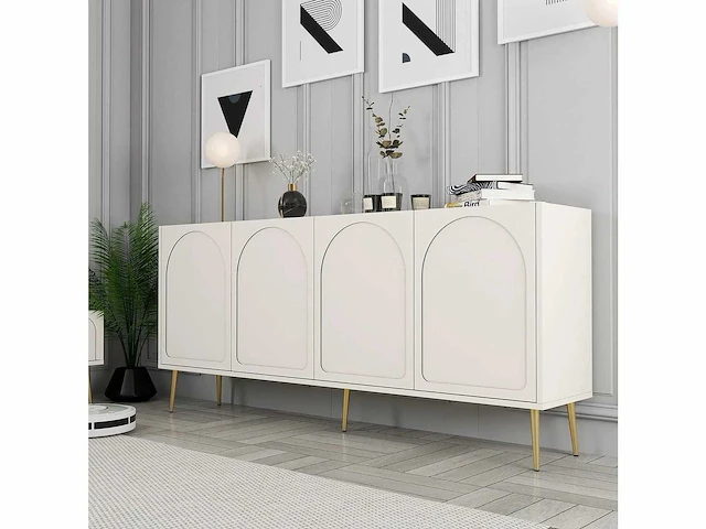 4-deurs dressoir crème, goud - afbeelding 2 van  6