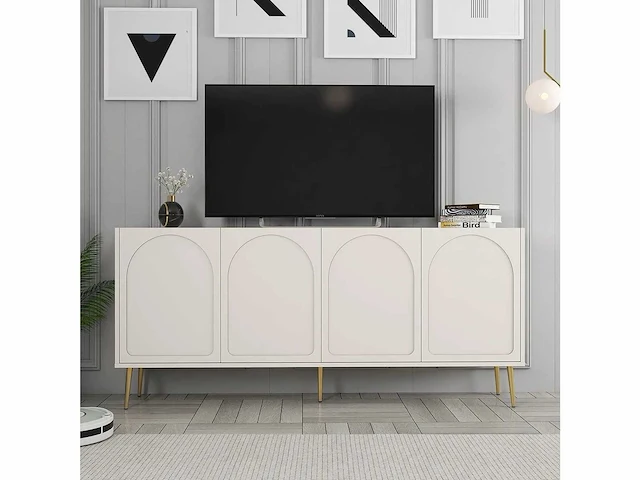 4-deurs dressoir crème, goud - afbeelding 4 van  6