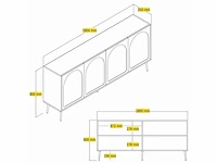 4-deurs dressoir crème, goud - afbeelding 6 van  6