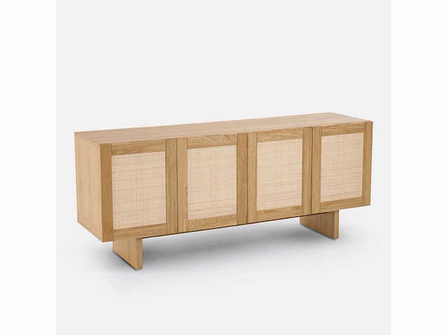 4-deurs dressoir gefineerd eiken en riet - afbeelding 3 van  8