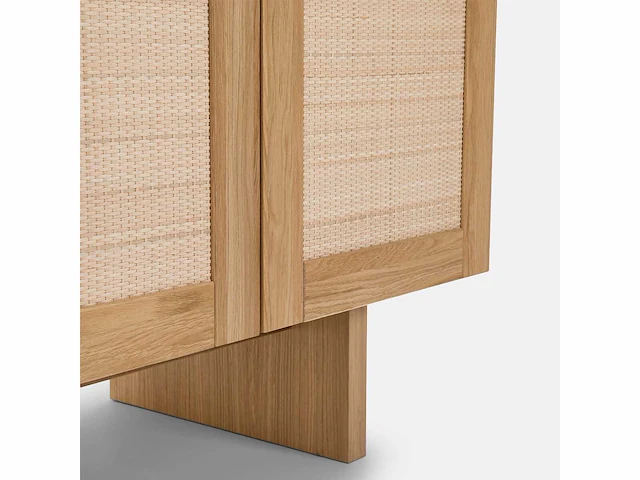 4-deurs dressoir gefineerd eiken en riet - afbeelding 7 van  8