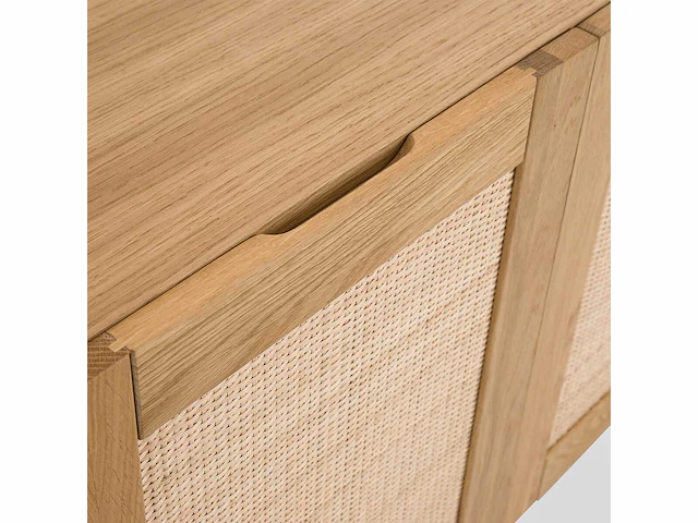 4-deurs dressoir gefineerd eiken en riet - afbeelding 6 van  8