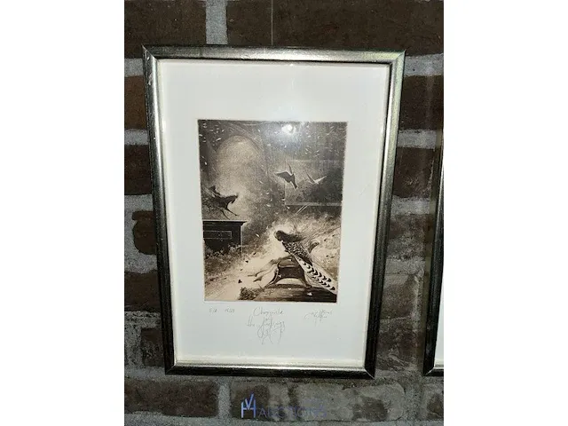 4 diverse etsen waaronder getekend 'chris verheyen' - afbeelding 4 van  9