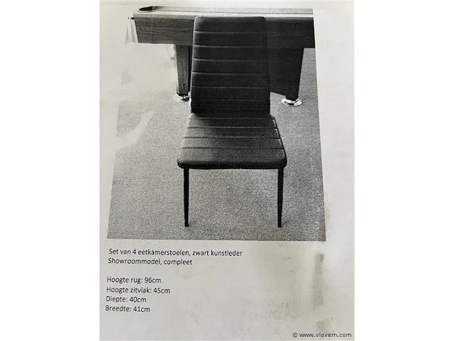 4 eetkamerstoelen in zwart kunstleder - afbeelding 1 van  1