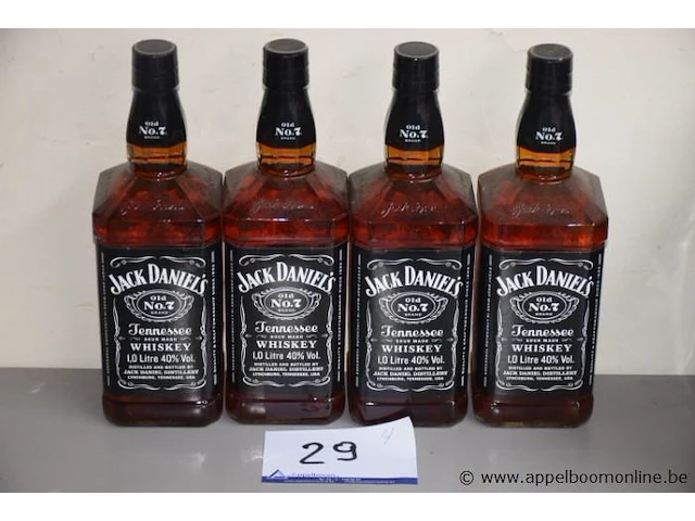 4 flessen à 1lt whiskey jack daniels no7 40% - afbeelding 1 van  2