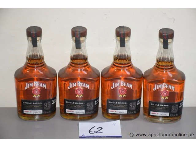 4 flessen à 70cl bourbon whisky jim bean single barrel 47,5% - afbeelding 1 van  2