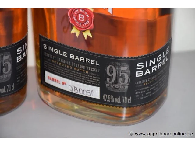 4 flessen à 70cl bourbon whisky jim bean single barrel 47,5% - afbeelding 2 van  2