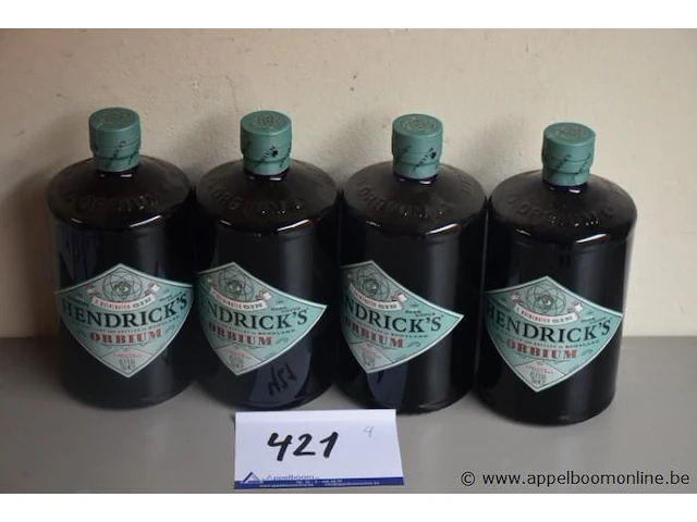 4 flessen à 70cl gin hendrick's 43,4% - afbeelding 1 van  2