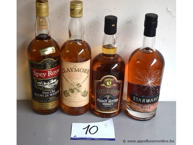 4 flessen à 70cl whiskey spey royal, claymore, five o'clock, starward 35% - afbeelding 1 van  3