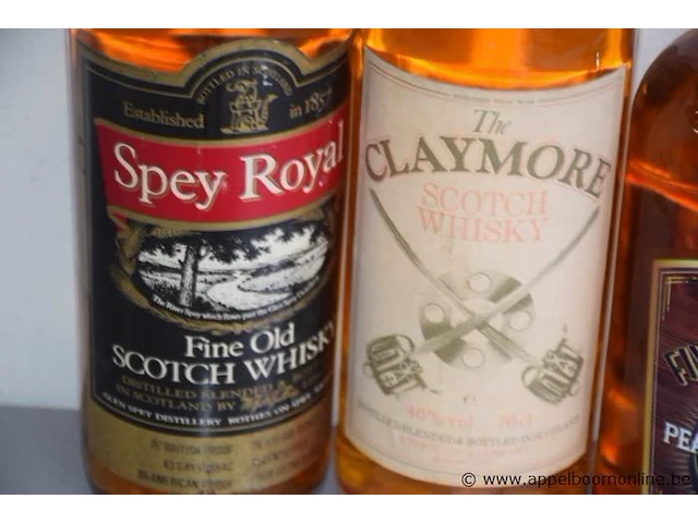 4 flessen à 70cl whiskey spey royal, claymore, five o'clock, starward 35% - afbeelding 3 van  3