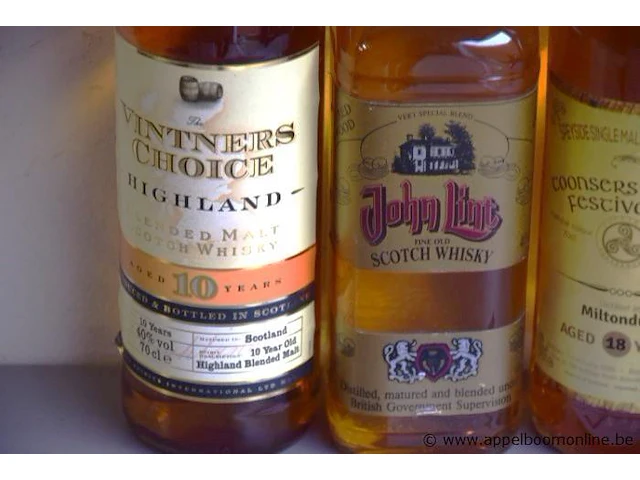 4 flessen à 70cl whiskey vitners choice, john lint, miltonduff, craig gordon 40% - afbeelding 2 van  3