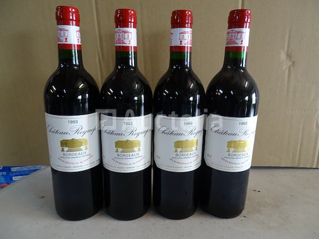 4 flessen bordeaux château roquefort 1993 - afbeelding 1 van  3