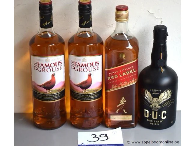 4 flessen diverse whiskey wo famous grouse 40% - afbeelding 1 van  3