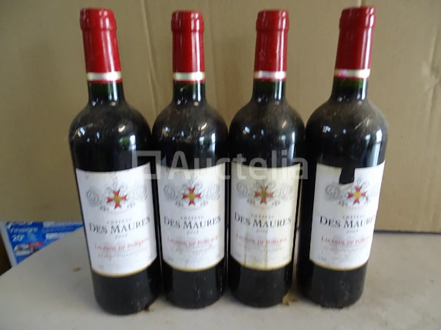 4 flessen lalande de pomerol château des maures 2013 - afbeelding 1 van  4