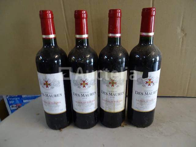 4 flessen lalande de pomerol château des maures 2013 - afbeelding 4 van  4