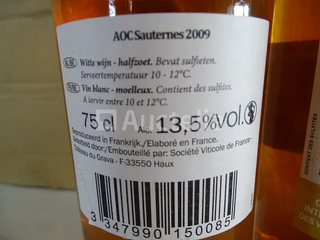 4 flessen sauternes château mauras 2009 - afbeelding 4 van  5