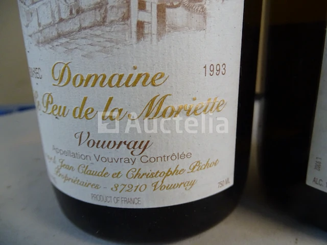 4 flessen vouvray domaine le peu de la moriette 1993 - afbeelding 3 van  5