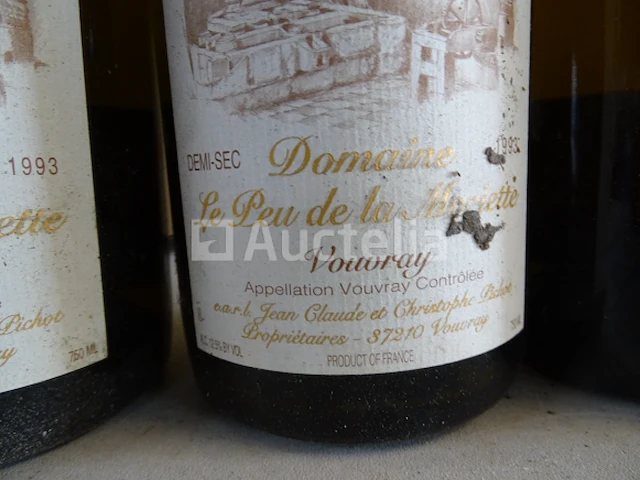 4 flessen vouvray domaine le peu de la moriette 1993 - afbeelding 4 van  5