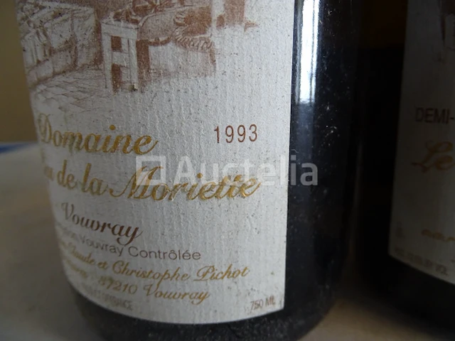 4 flessen vouvray domaine le peu de la moriette 1993 - afbeelding 5 van  5
