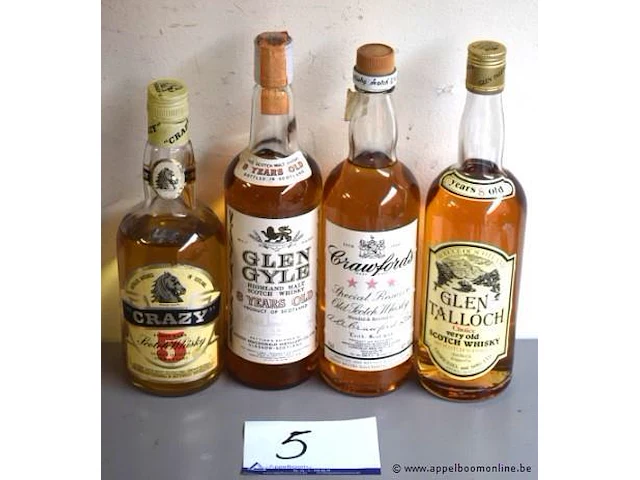 4 flessen whiskey à 70cl, crawfords, glen style, glen talloch en crazy 43% - afbeelding 1 van  3