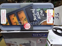 4 huishoudelijke artikelen (fornuis, prullenbak, container, messenset) - afbeelding 7 van  9