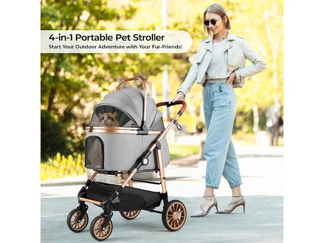 4-in-1 hondenbuggy, opvouwbaar tot 25 kg - afbeelding 4 van  8