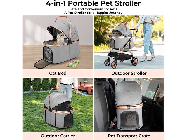 4-in-1 hondenbuggy, opvouwbaar tot 25 kg - afbeelding 6 van  8