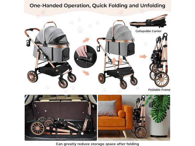 4-in-1 hondenbuggy, opvouwbaar tot 25 kg - afbeelding 7 van  8