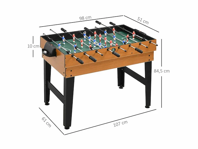 4-in-1 speeltafel met o.a. tafeltennis, tafelvoetbal, biljart, tafelhockey, metaal, hout, naturel en zwart - afbeelding 3 van  5