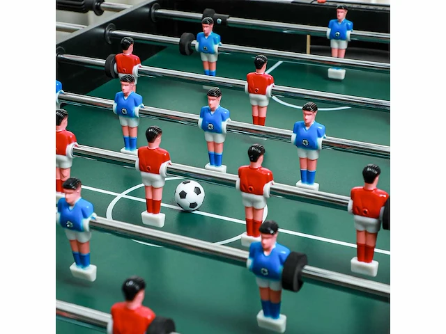 4-in-1 speeltafel met o.a. tafeltennis, tafelvoetbal, biljart, tafelhockey, metaal, hout, naturel en zwart - afbeelding 4 van  5