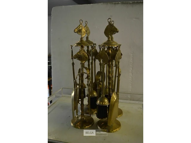 ±4 messing openhaard setjes ±57cm - afbeelding 1 van  3