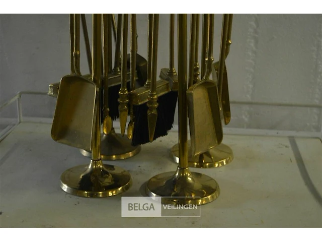4 messing openhaard setjes ±58 cm - afbeelding 2 van  4