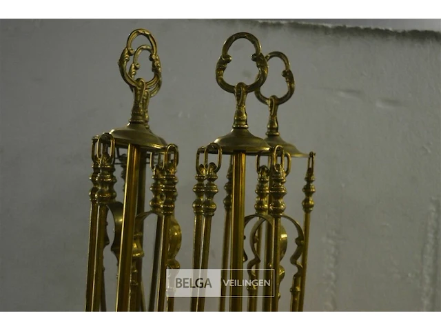 4 messing openhaard setjes ±58 cm - afbeelding 3 van  4