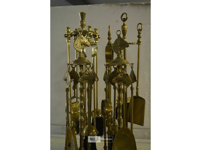 4 messing openhaard setjes ±58 cm - afbeelding 3 van  4