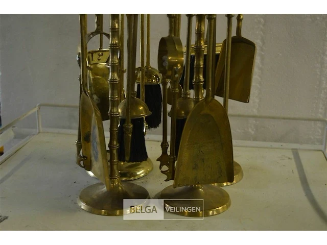 4 messing openhaard setjes ±58 cm - afbeelding 4 van  4
