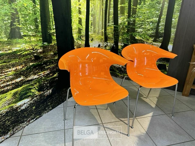 4 oranje design stoelen - afbeelding 4 van  8