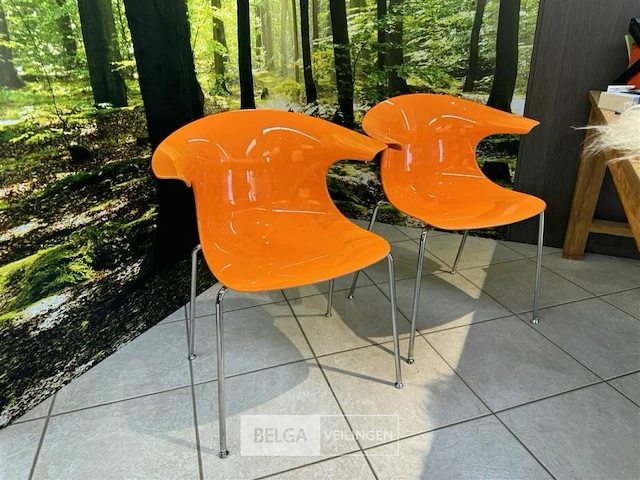 4 oranje design stoelen - afbeelding 5 van  8