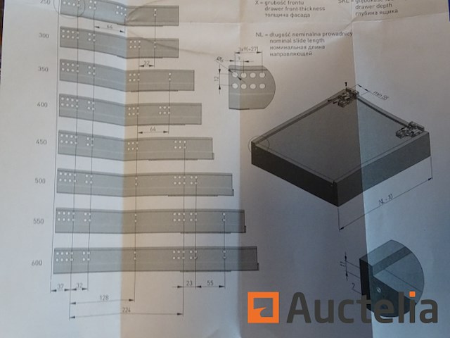 4 paar ladegeleiders met rem, +/- 55 cm lang - afbeelding 4 van  6