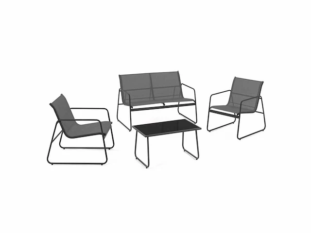 4-persoons tuinmeubelen in grijs textileen - afbeelding 3 van  9