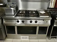 4 pits gasvuur fagor, op propaan met rvs werktafel en geintegreerde bakplaat 140x85x100 - afbeelding 2 van  3