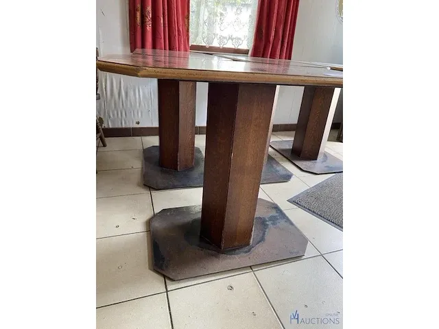 4 rechthoekige houten café tafels - afbeelding 2 van  3