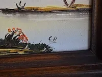 4 schilderijtjes in houten kader, 2 wandversieringen achter glas - afbeelding 3 van  10