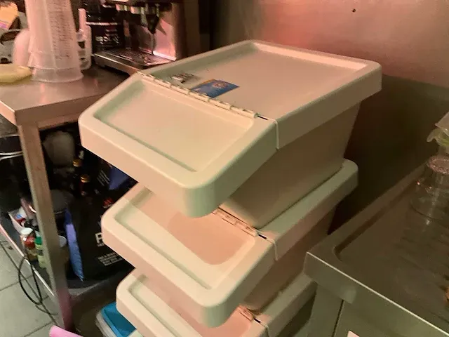 4 stapelbare kunststoffen opbergbakken - afbeelding 3 van  4