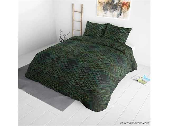 4 sterren hotel dekbed overtrek authentic triangle groen 240x220cm - afbeelding 2 van  3