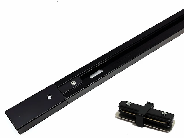 4 x 1 meter rail voor 1 fase 2 draden railsystem met doorverbinder zwart - afbeelding 1 van  3