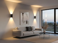 4 x 12w led zwart wandlamp duo licht verstelbaar waterdicht - afbeelding 3 van  6