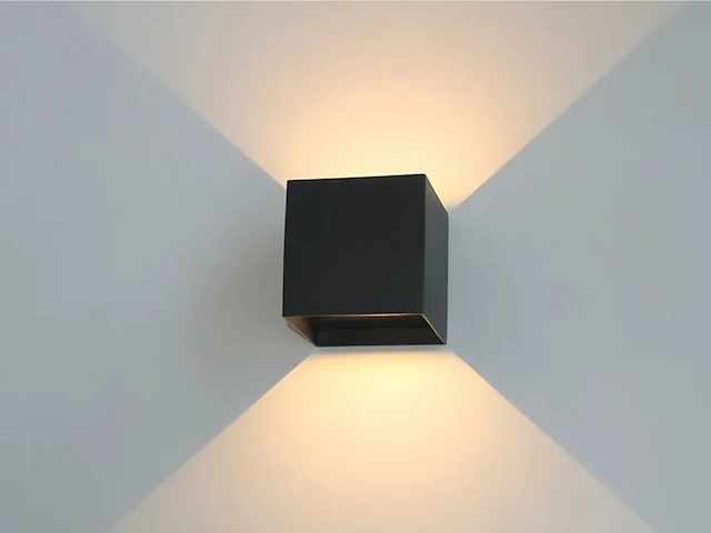4 x 12w led zwart wandlamp kubus duo licht verstelbaar waterdicht - afbeelding 3 van  9
