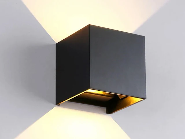 4 x 12w led zwart wandlamp kubus duo licht verstelbaar waterdicht - afbeelding 1 van  9