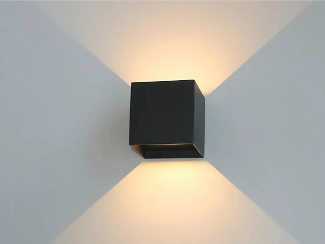 4 x 12w led zwart wandlamp kubus duo licht verstelbaar waterdicht - afbeelding 3 van  9