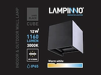 4 x 12w led zwart wandlamp kubus duo licht verstelbaar waterdicht - afbeelding 5 van  9